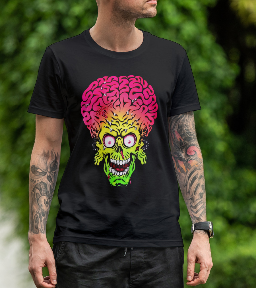 Mars Attacks Alien Brain Zombie Head T-Shirt