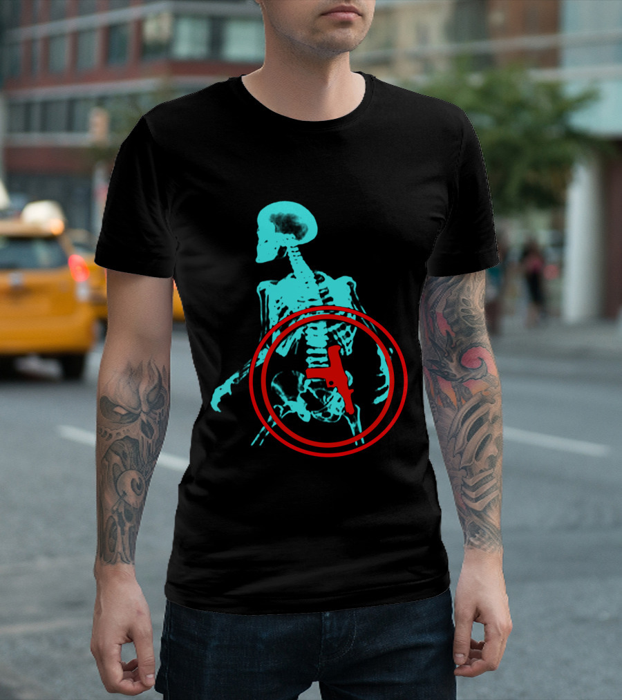 Total Recall X-Ray Skeleton With Gun T-Shirt