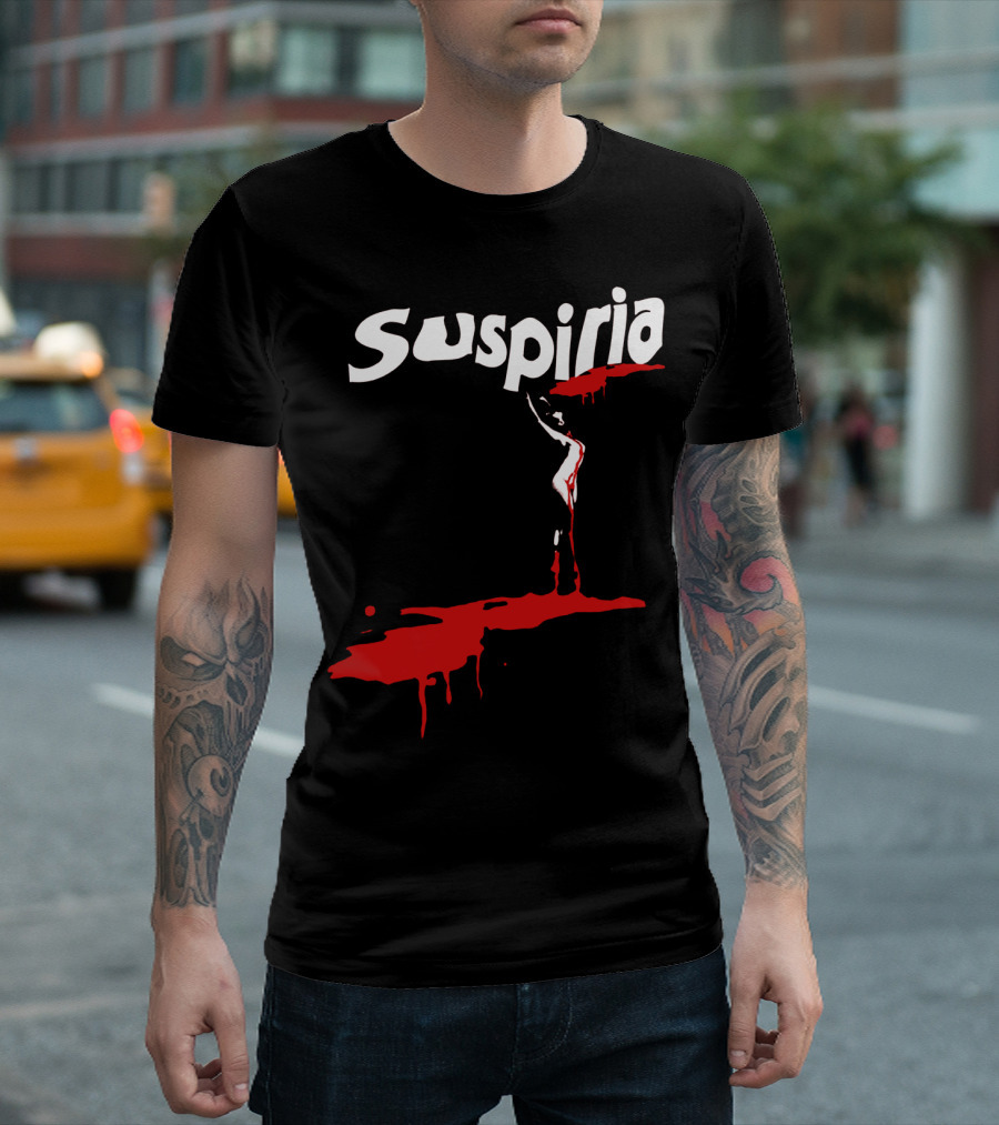 Suspiria 1977 Horror Film Logo With Red Blood And Dancing T-Shirt