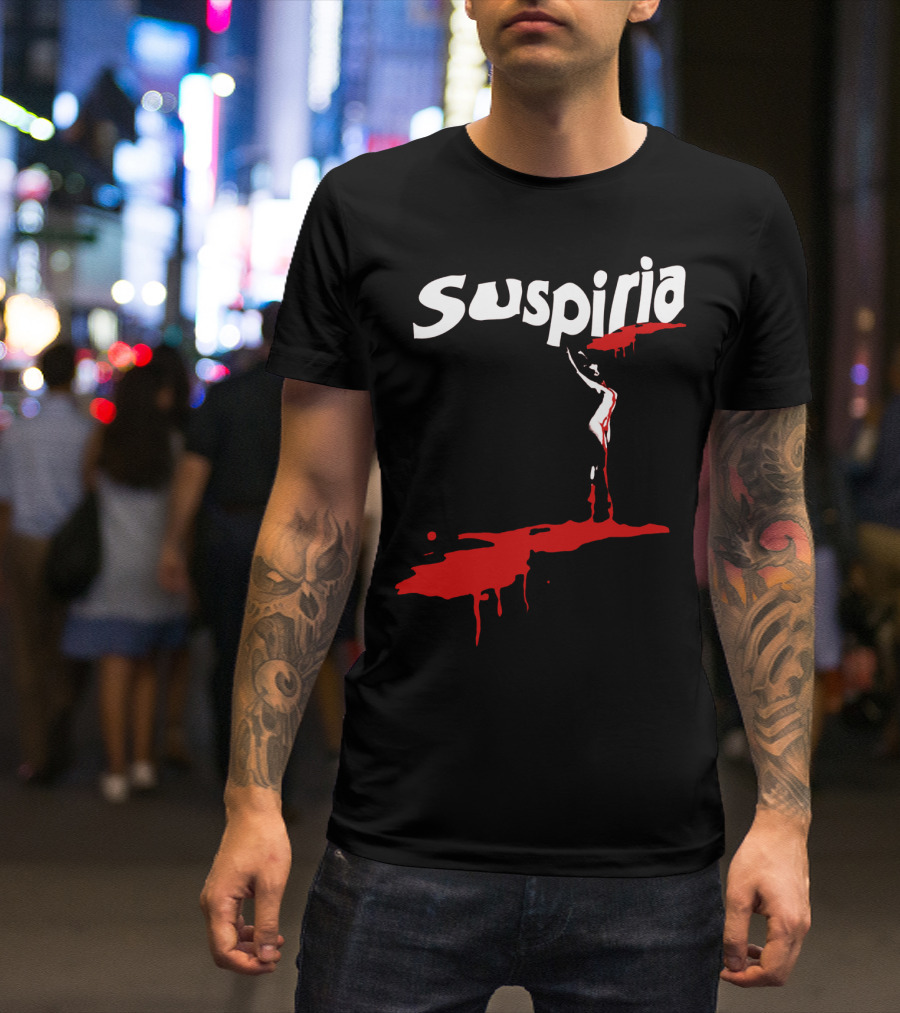 Suspiria 1977 Horror Film Logo With Red Blood And Dancing T-Shirt