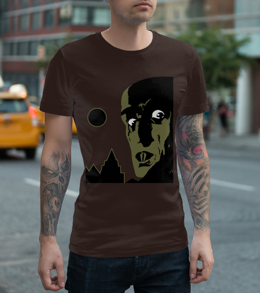 Nosferatu the Vampyre 1979 Iconic Horror Vampire Portrait with Castle and Moon T-Shirt