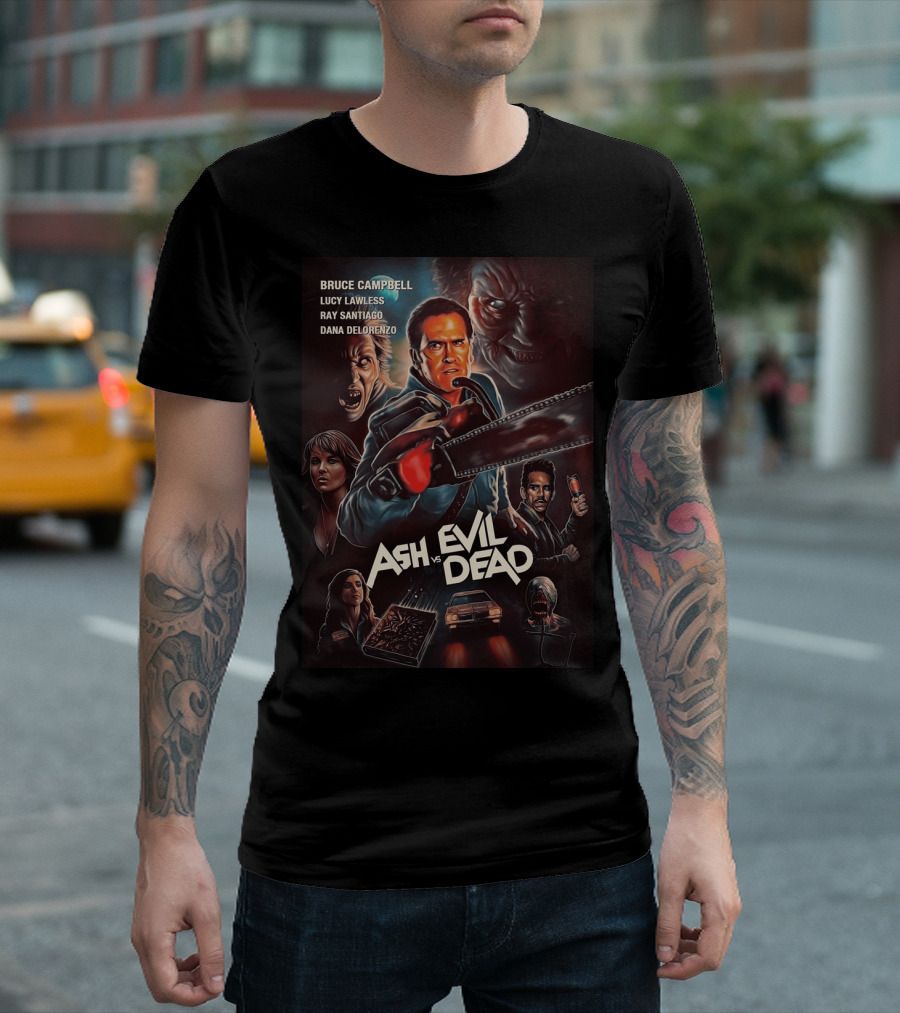 Bruce Campbell Ash Vs. Evil Dead Chainsaw Horror T-Shirt