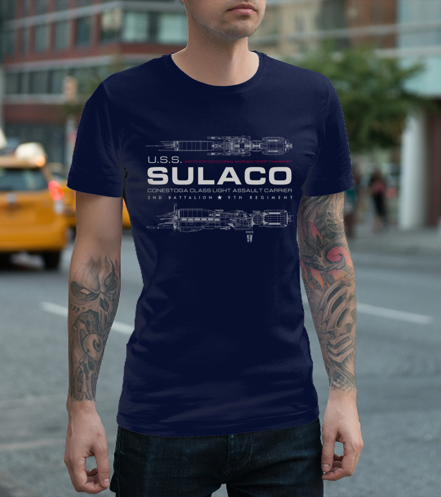 USS Sulaco United States Colonial Marines Troop Transport Conestoga Class Light Assault Carrier 2nd Battalion 9th Regiment T-Shirt