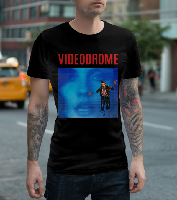 Videodrome Blue Screen Face And Man Jumping T-Shirt