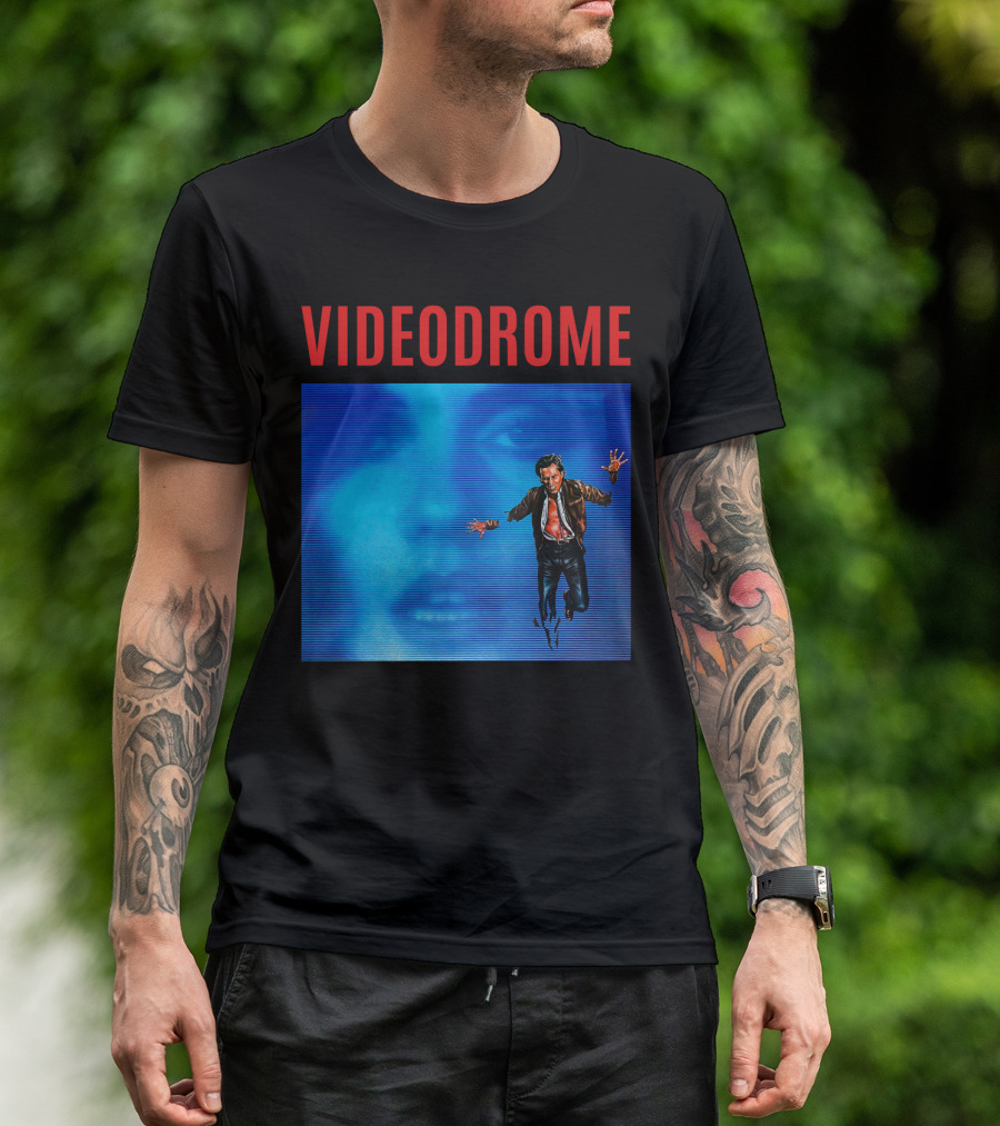 Videodrome Blue Screen Face And Man Jumping T-Shirt