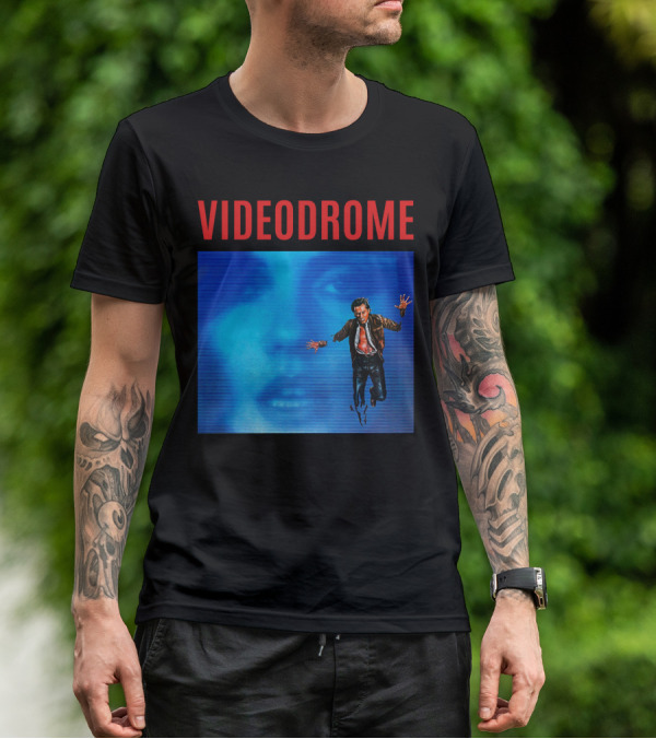 Videodrome Blue Screen Face And Man Jumping T-Shirt
