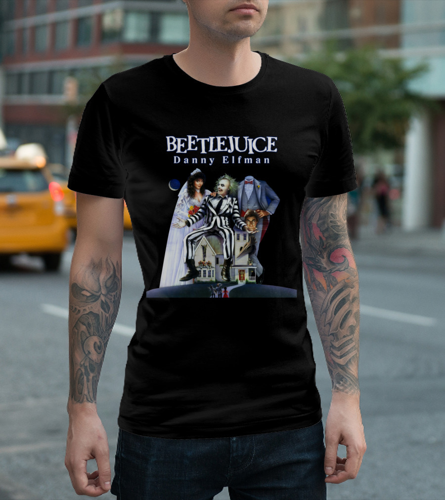 Beetlejuice Danny Elfman Striped Suit House Wedding Scene T-Shirt