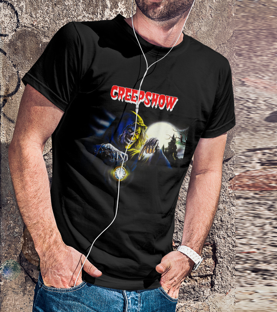 Creepshow Grinning Ghoul With Clock And Haunted Castle T-Shirt
