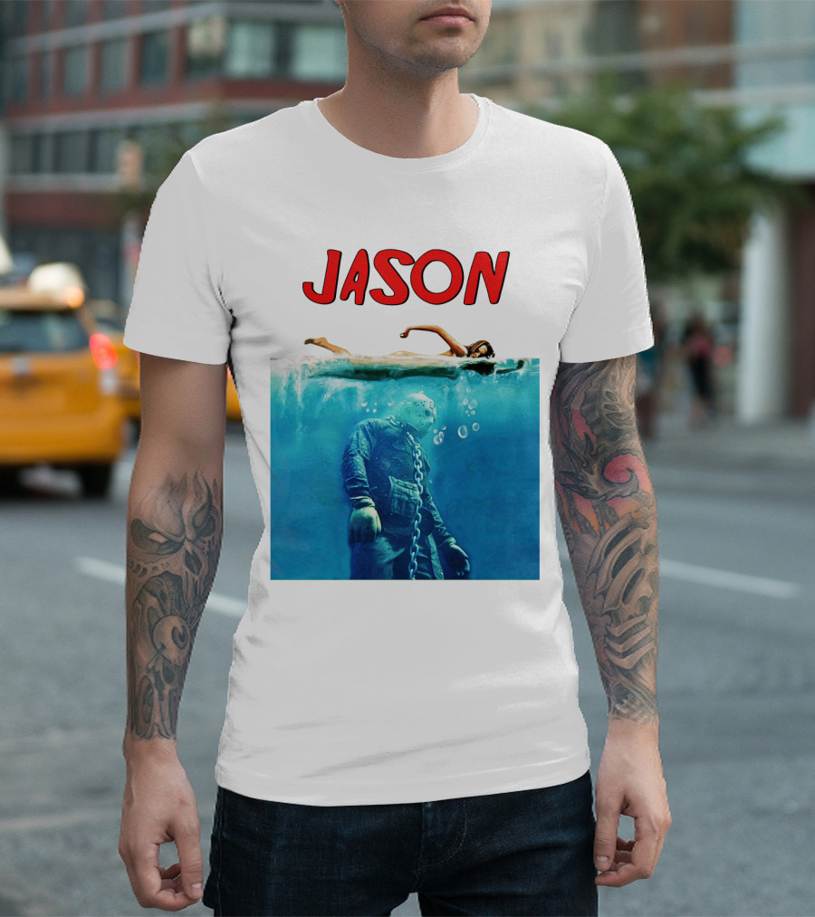 Jaws Jason Voorhees Underwater Horror Mashup T-Shirt