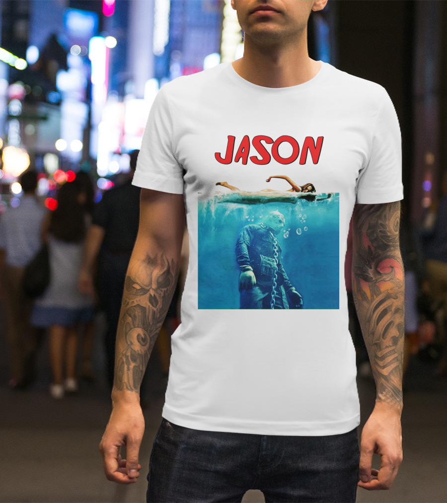 Jaws Jason Voorhees Underwater Horror Mashup T-Shirt