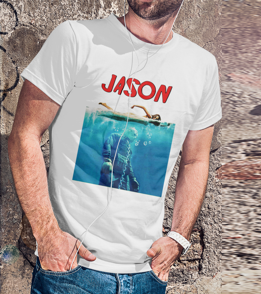 Jaws Jason Voorhees Underwater Horror Mashup T-Shirt