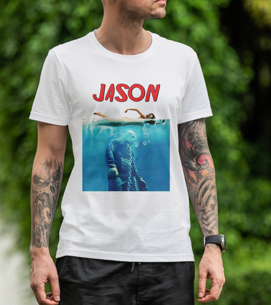 Jaws Jason Voorhees Underwater Horror Mashup T-Shirt