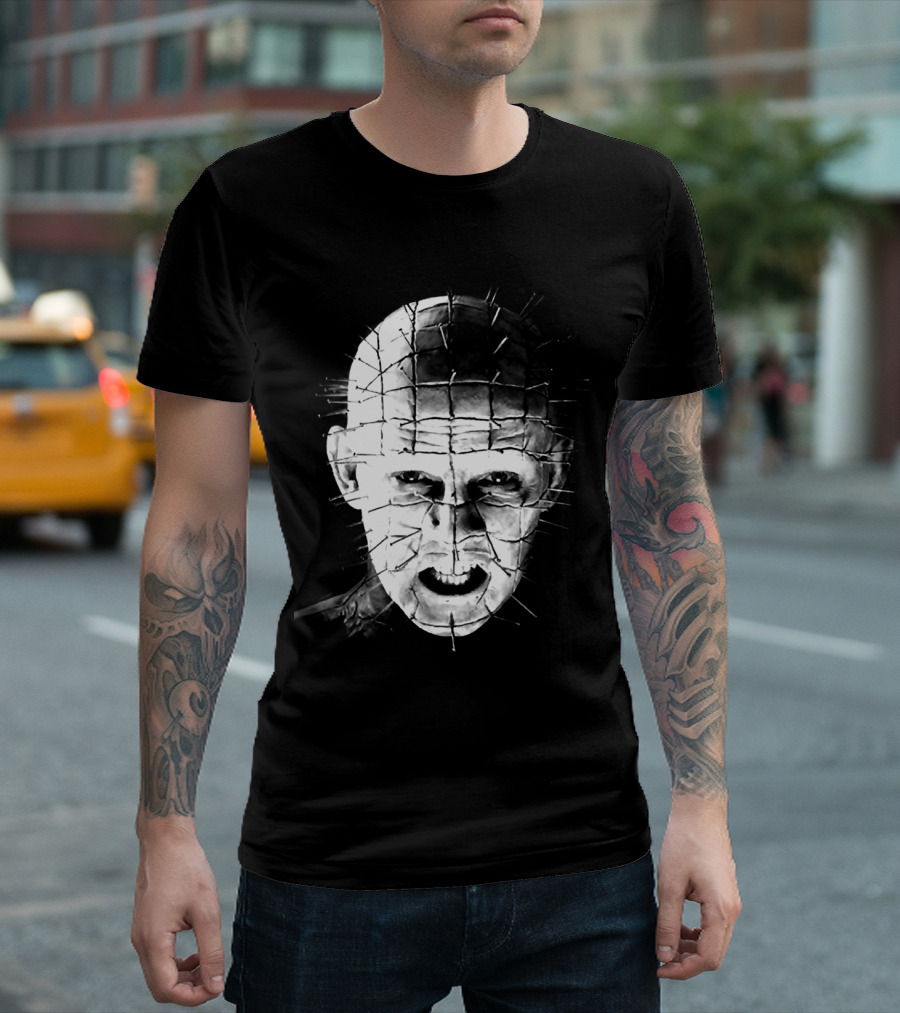 Hellraiser Pinhead Horror Icon Grayscale T-Shirt