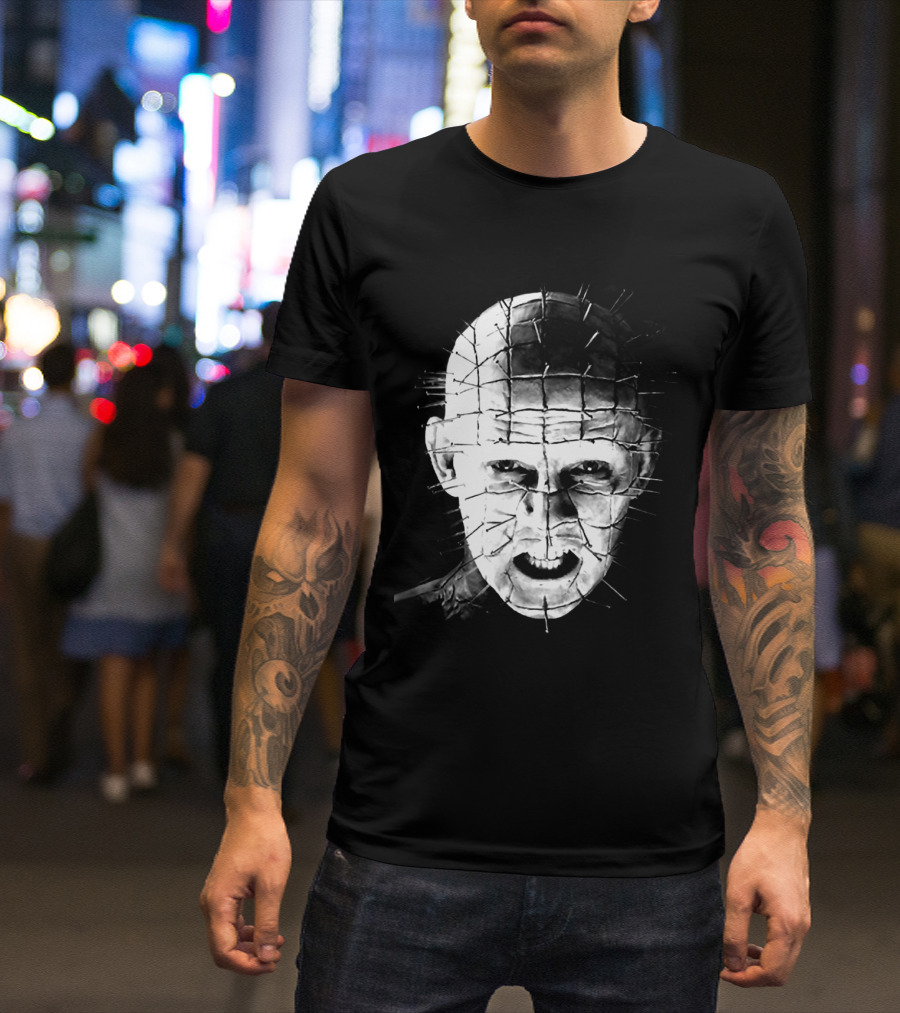 Hellraiser Pinhead Horror Icon Grayscale T-Shirt