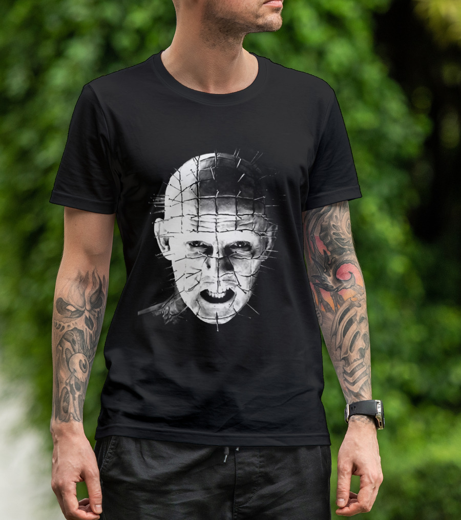 Hellraiser Pinhead Horror Icon Grayscale T-Shirt