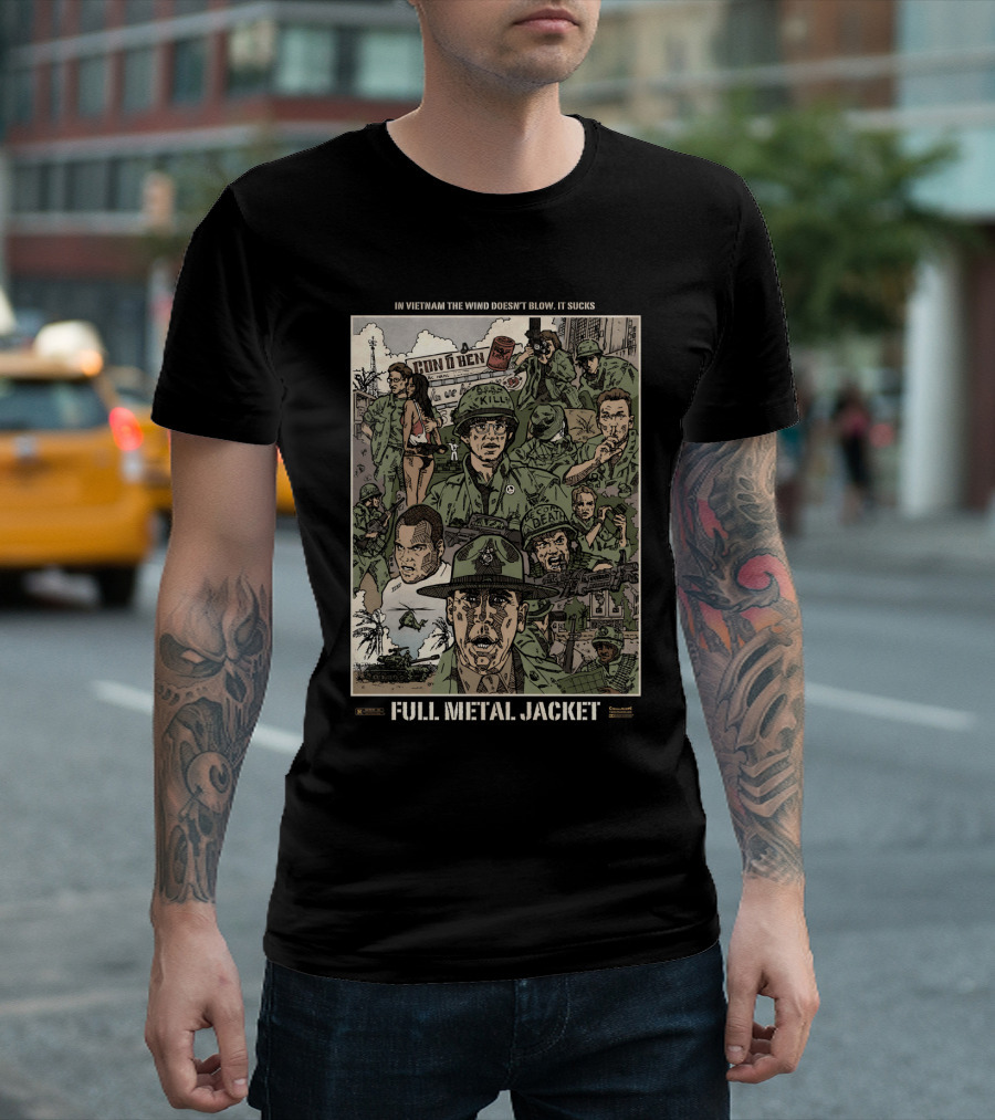 Full Metal Jacket Stanley Kubrick Vietnam Imagery 1987 In Vietnam the Wind Doesn't Blow, It Sucks T-Shirt