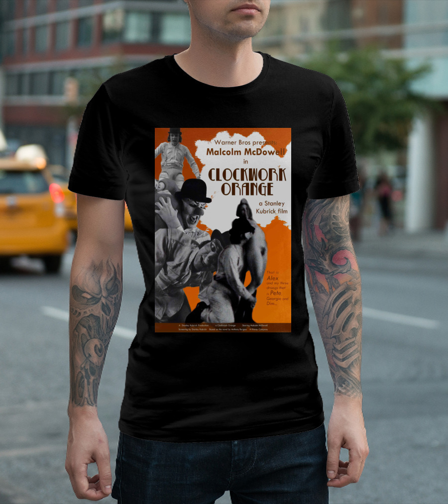 Warner Bros Presents Malcolm McDowell In A Clockwork Orange A Stanley Kubrick Film T-Shirt