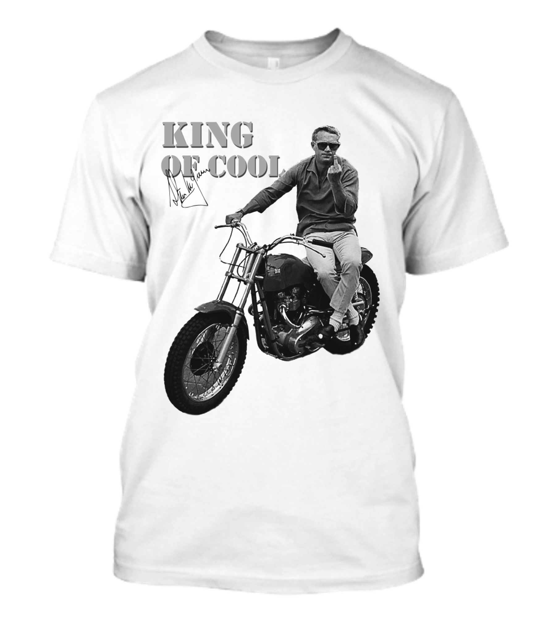 Steve McQueen King Of Cool Motorcycle Signature T-Shirt
