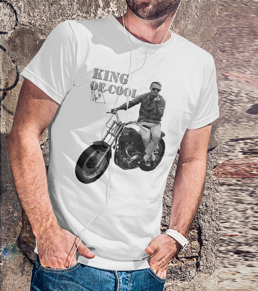 Steve McQueen King Of Cool Motorcycle Signature T-Shirt