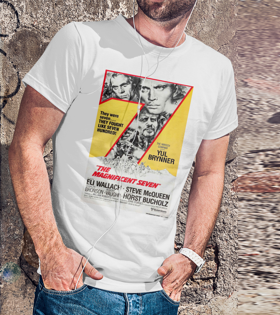 The Magnificent Seven 1960 Yul Brynner Steve McQueen Eli Wallach Charles Bronson Robert Vaughn Horst Buchholz T-Shirt