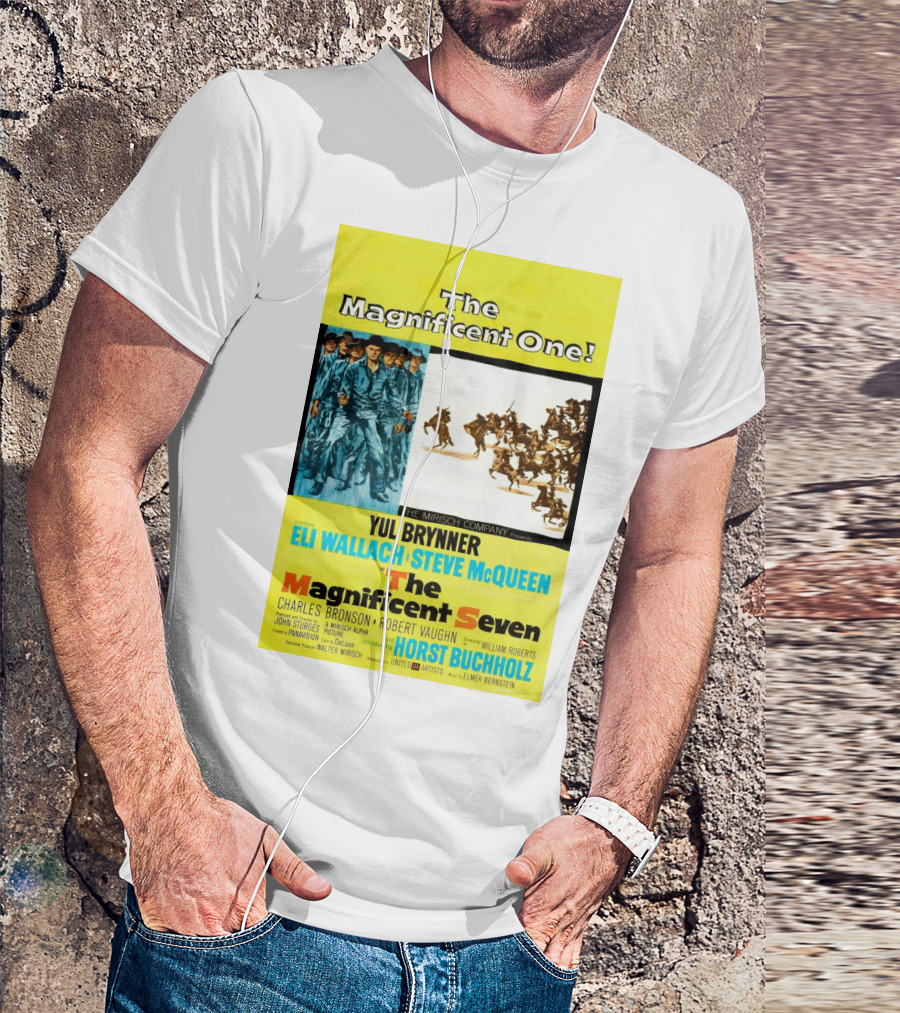 The Magnificent Seven 1960 Steve McQueen Yul Brynner Eli Wallach Movie T-Shirt