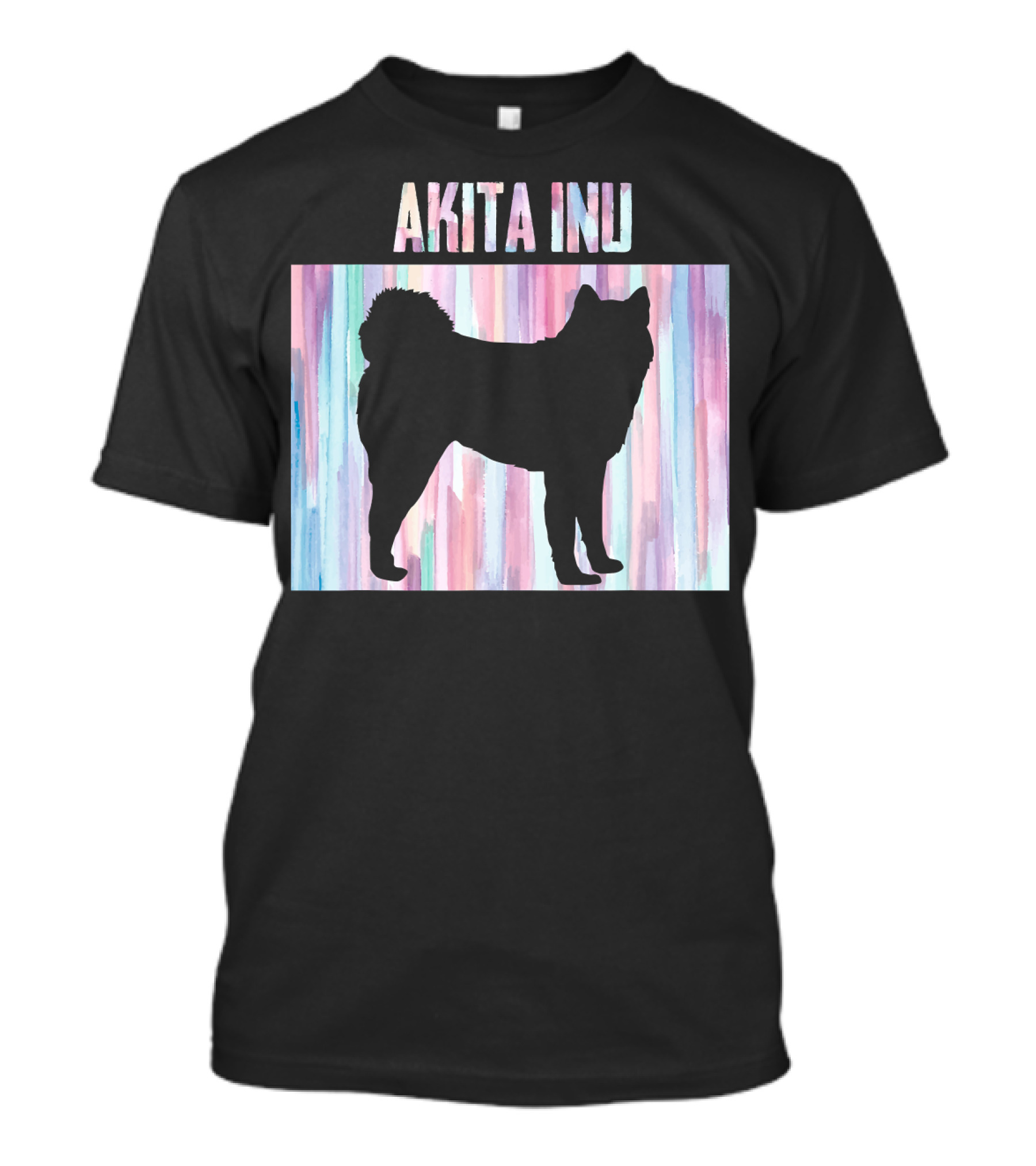 Akita Inu Vintage Silhouette On Pastel Stripes Women's T-Shirt