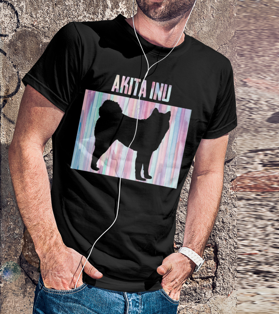 Akita Inu Vintage Silhouette On Pastel Stripes Women's T-Shirt