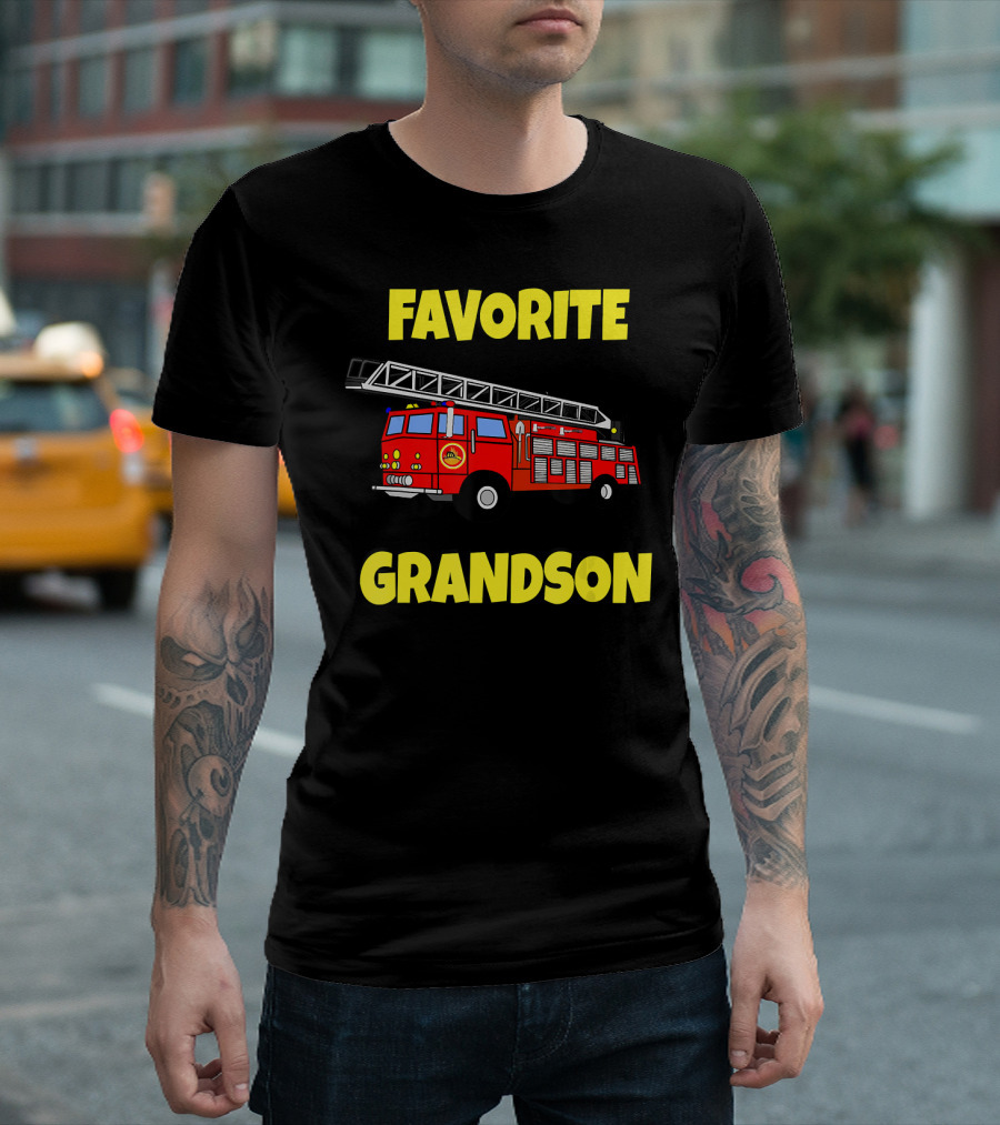 FAVORITE GRANDSON Fun Firetruck Boys T-Shirt
