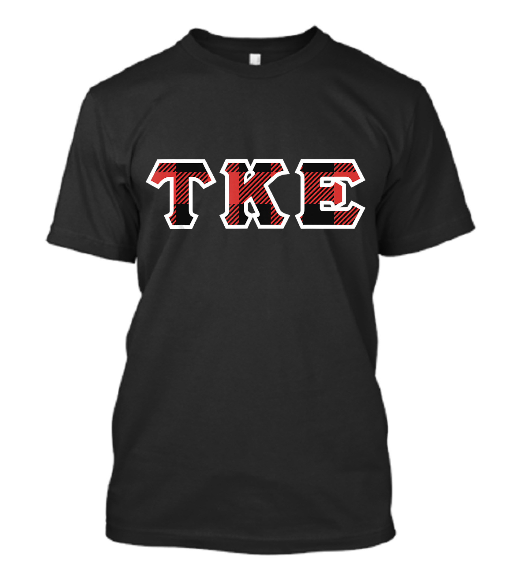 Tau Kappa Epsilon TKE Red Black White Plaid Letters T-Shirt