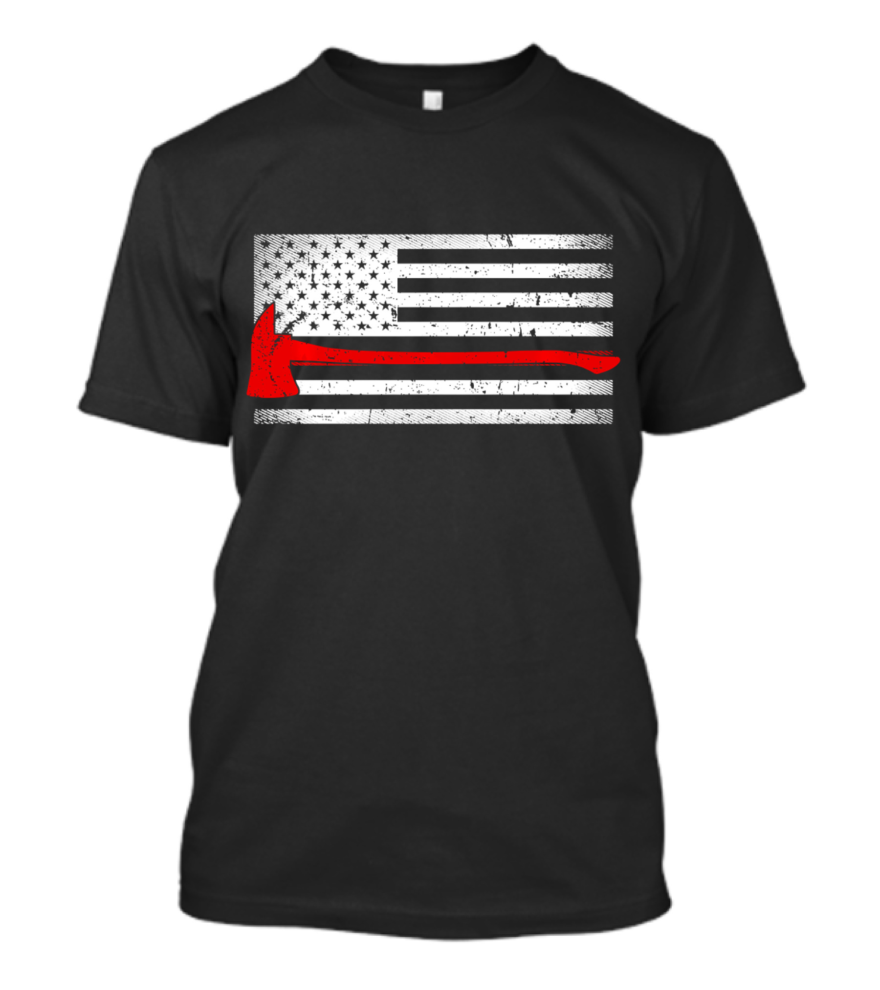 American Flag Red Firefighter Axe T-Shirt