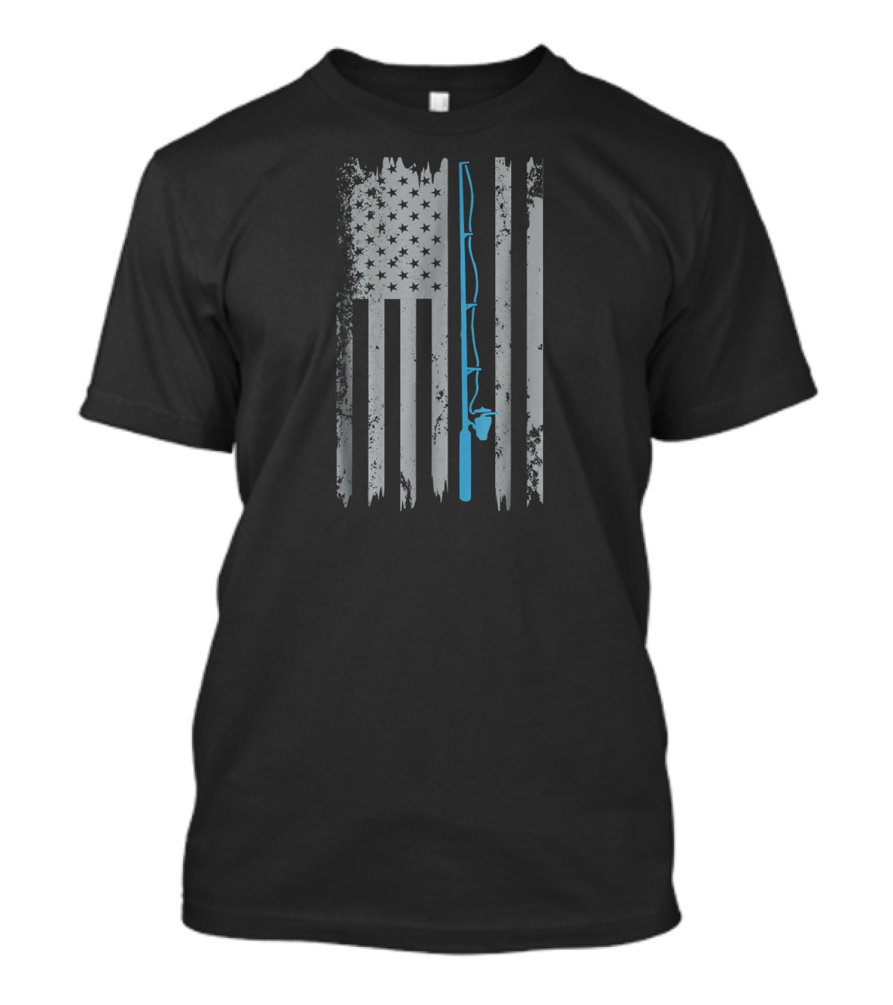 American Flag Fishing Rod Vintage Fish T-Shirt