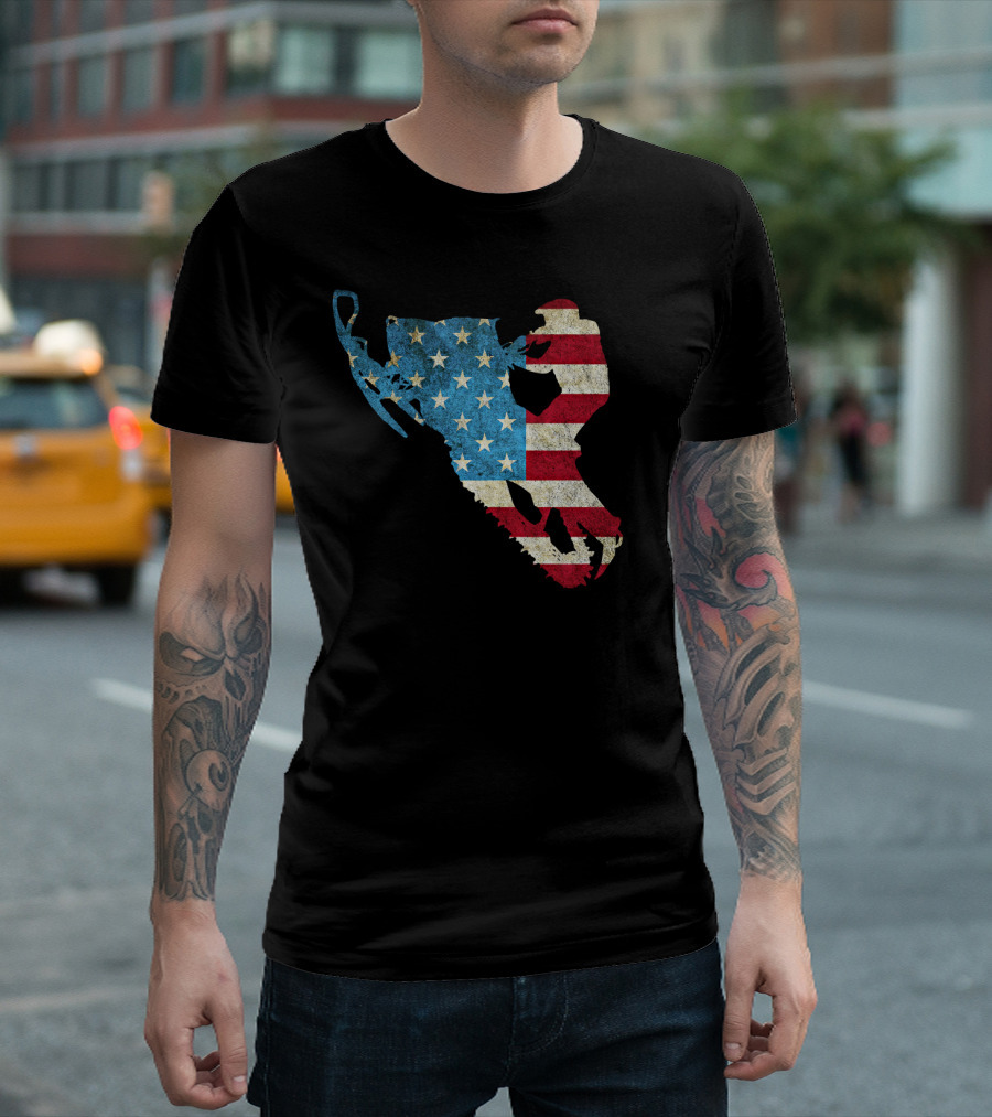 American Flag Snowmobile Winter Sports USA Pride T-Shirt