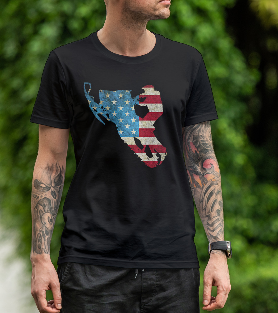 American Flag Snowmobile Winter Sports USA Pride T-Shirt