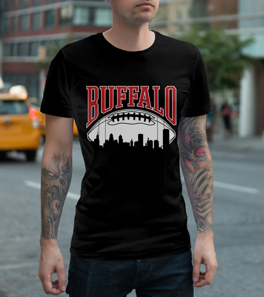 Buffalo Football Vintage Skyline Football City T-Shirt