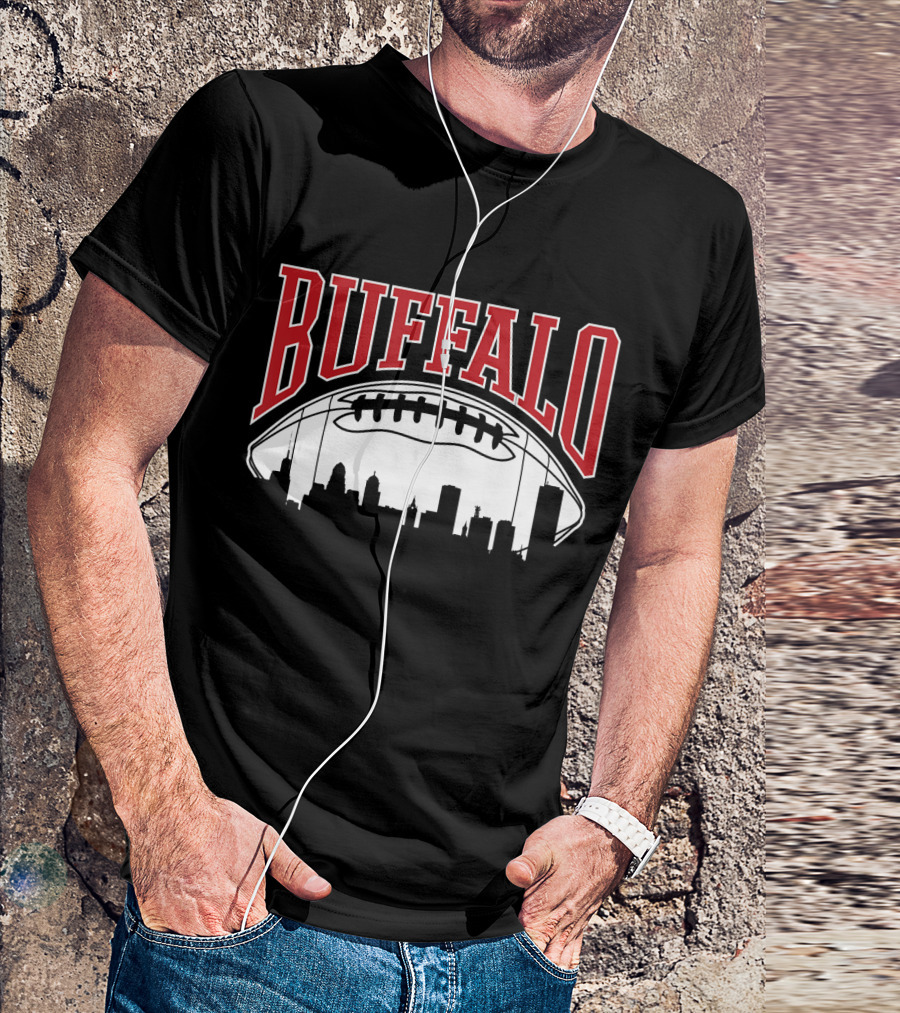 Buffalo Football Vintage Skyline Football City T-Shirt