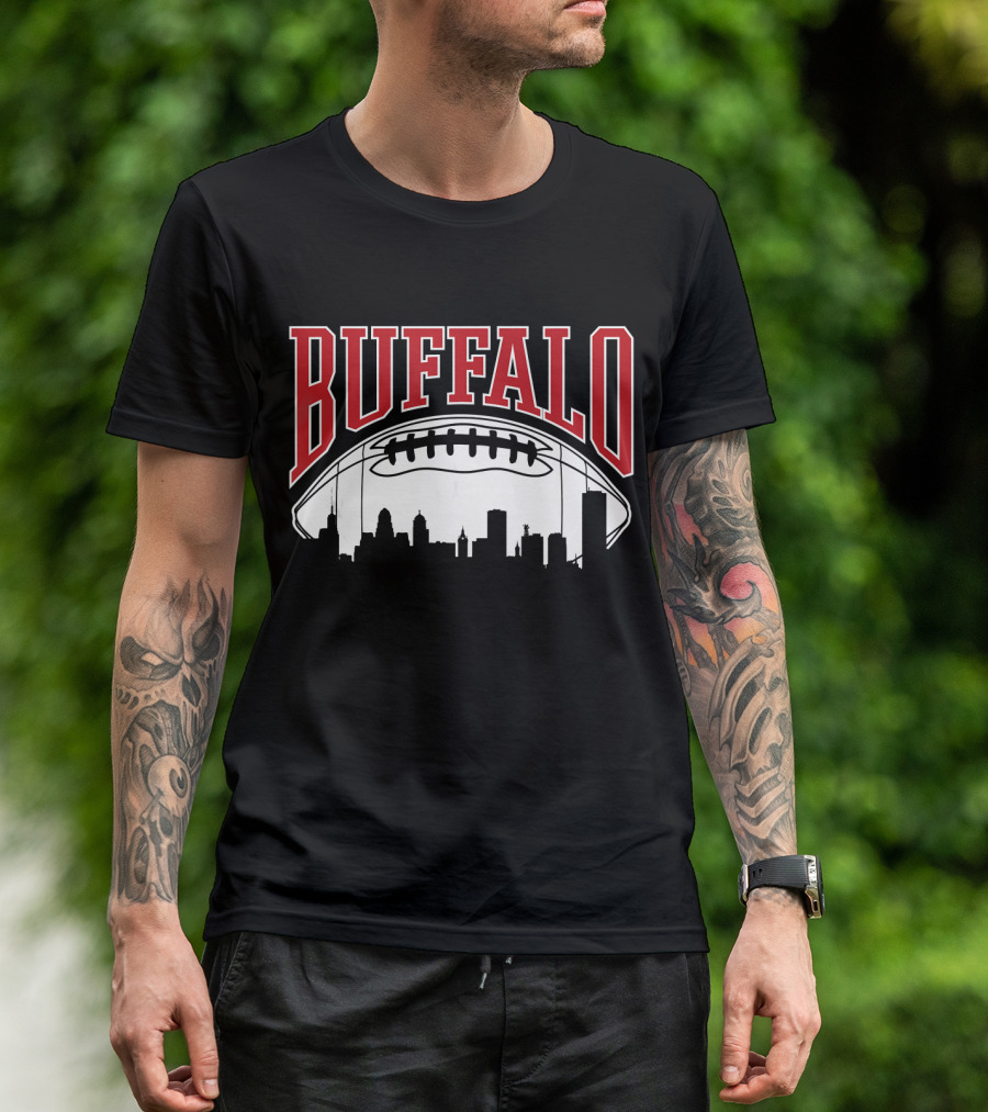Buffalo Football Vintage Skyline Football City T-Shirt