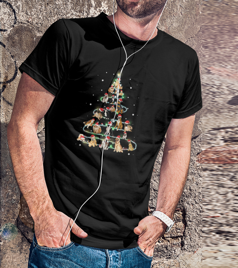 Christmas Tree Dogs With Santa Hats T-Shirt