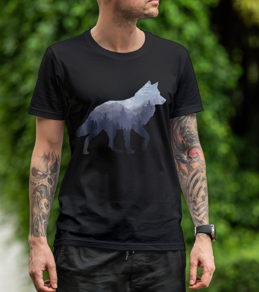 Lone Wolf Mountain Forest T-Shirt