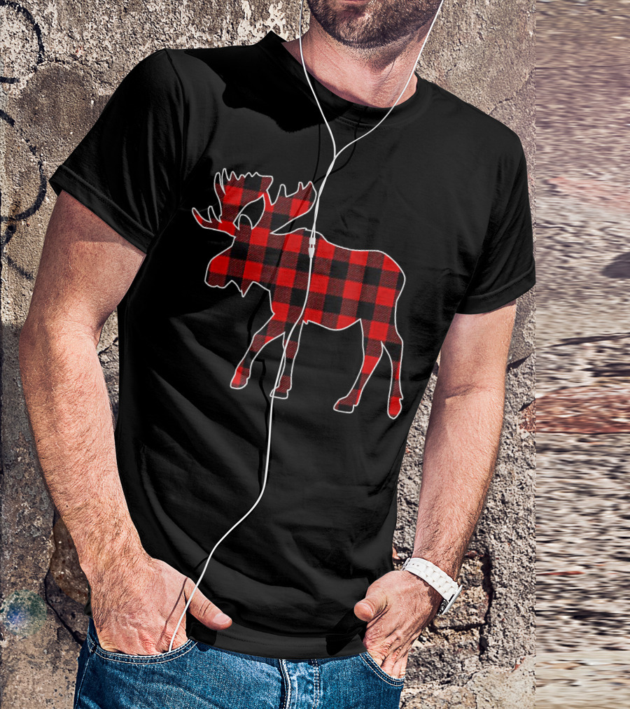 Moose Red Buffalo Plaid T-Shirt