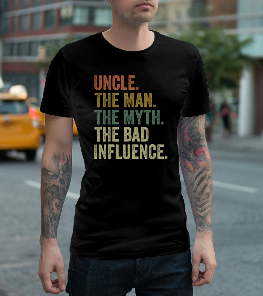 Mens Vintage Fun Uncle The Man The Myth The Bad Influence T-Shirt