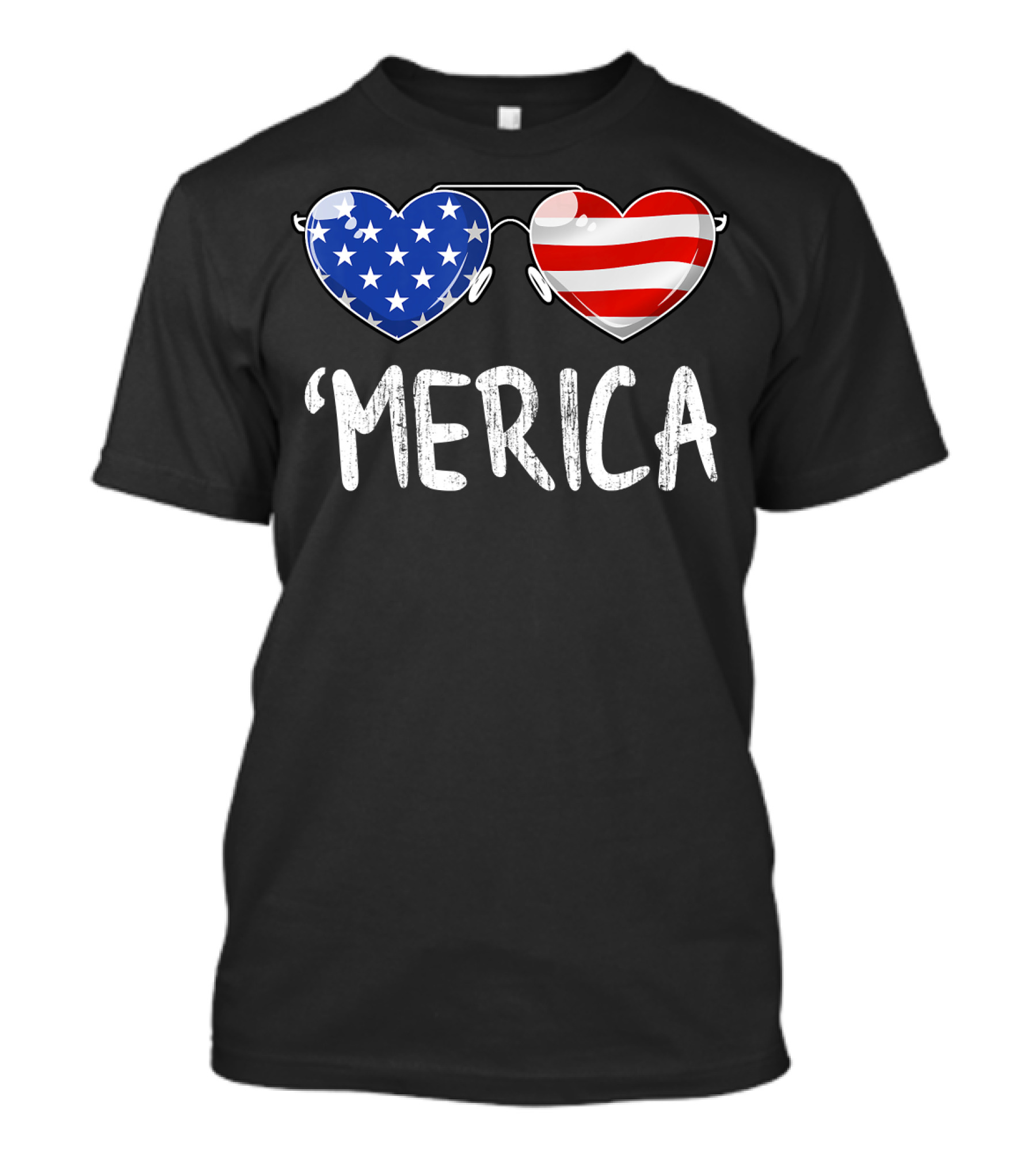 'Merica Heart Sunglasses USA Flag 4th Of July Women Kids Boy T-Shirt