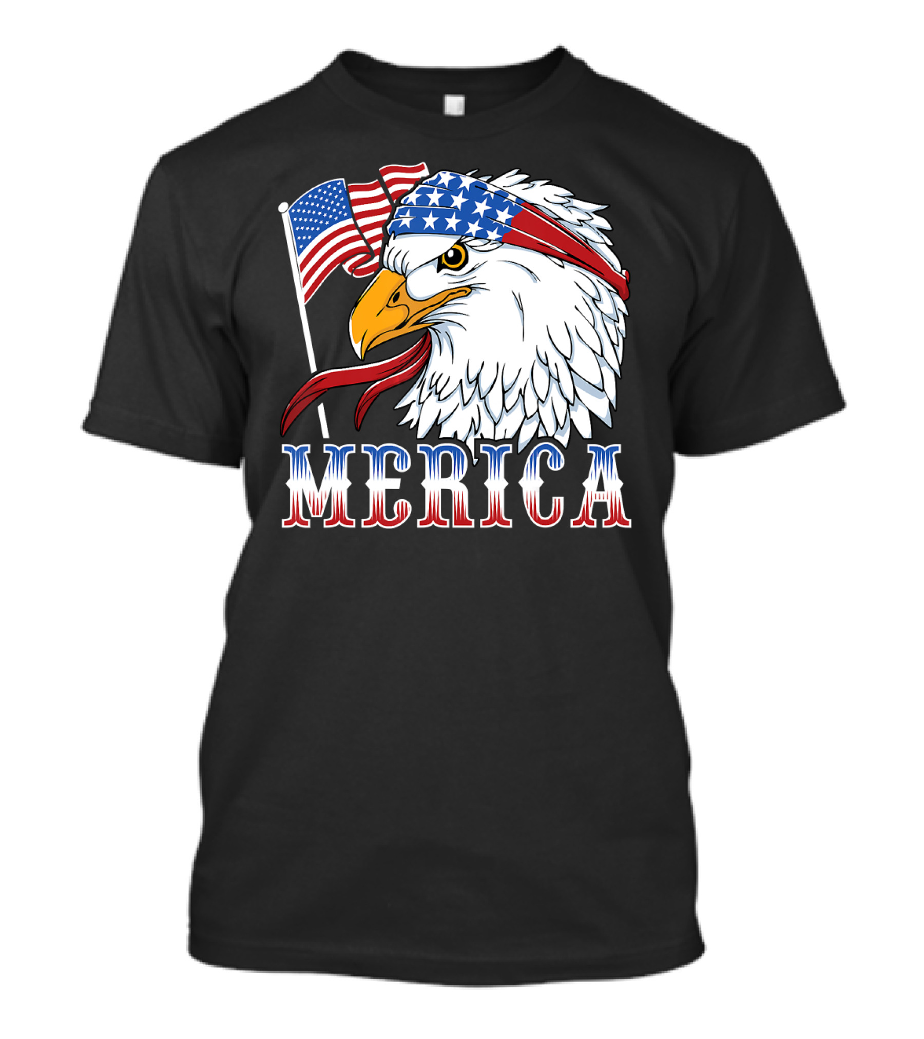 Merica Patriotic Bald Eagle With American Flag Bandana 4th Of July T-Shirt