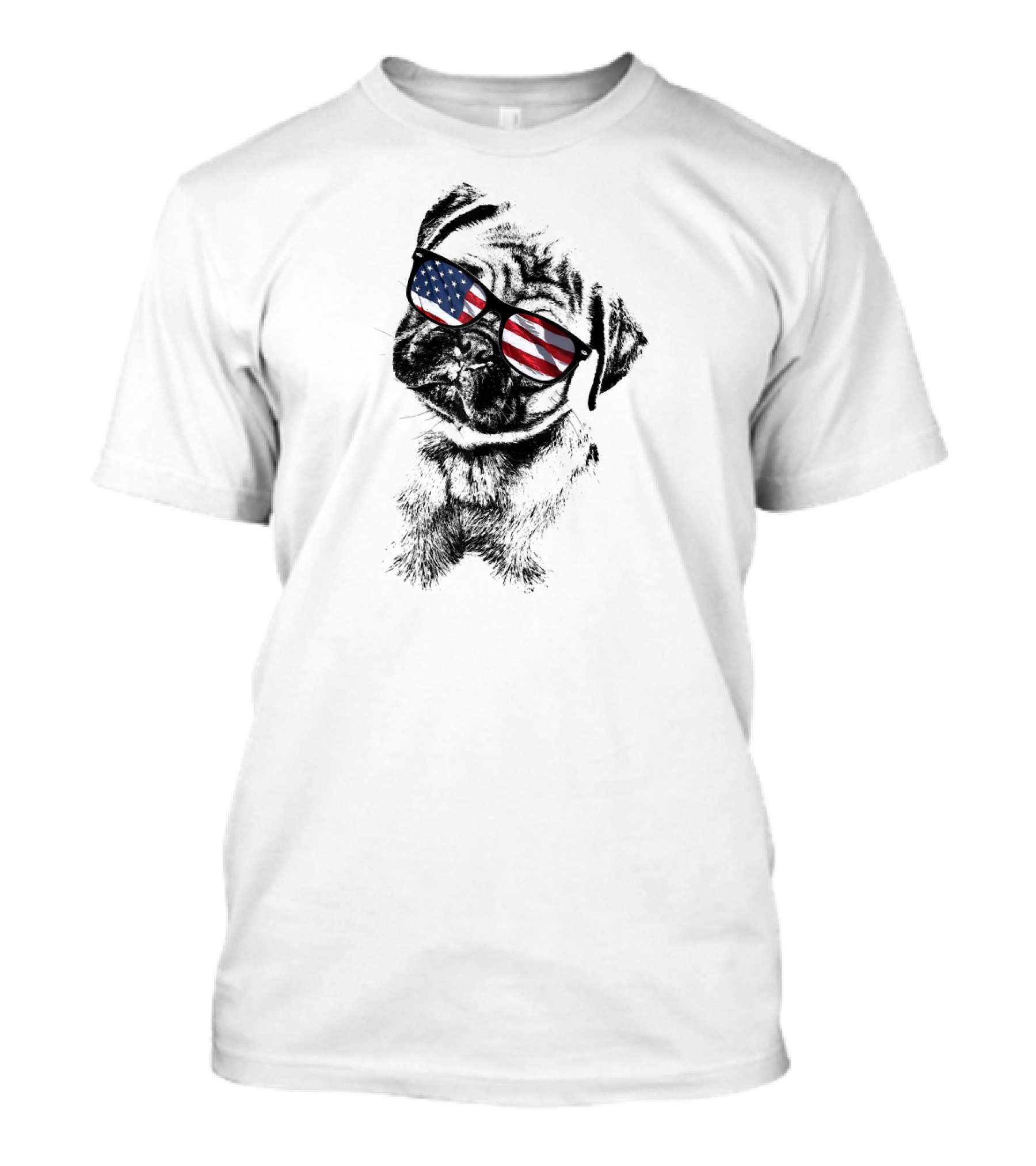 Patriotic Pug Dogs Wearing American Flag Sunglasses 4th Of July T-Shirt