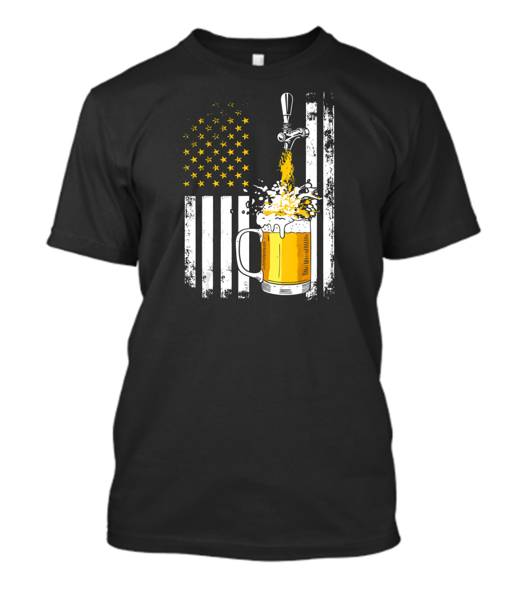 American Flag Beer Tap Pouring Craft Pint Retro T-Shirt