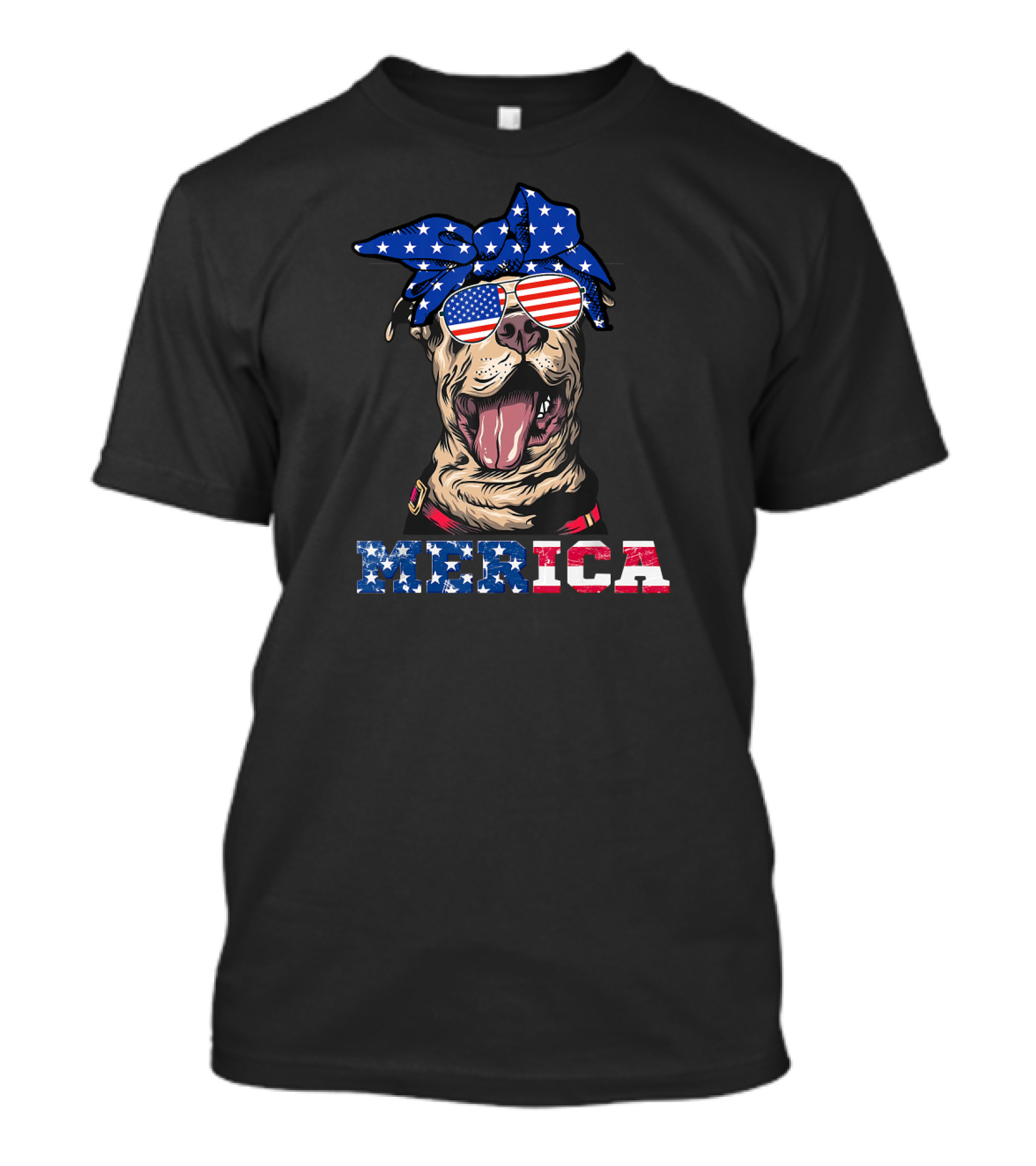 Women American Flag Pitbull 4th Of July Merica T-Shirt