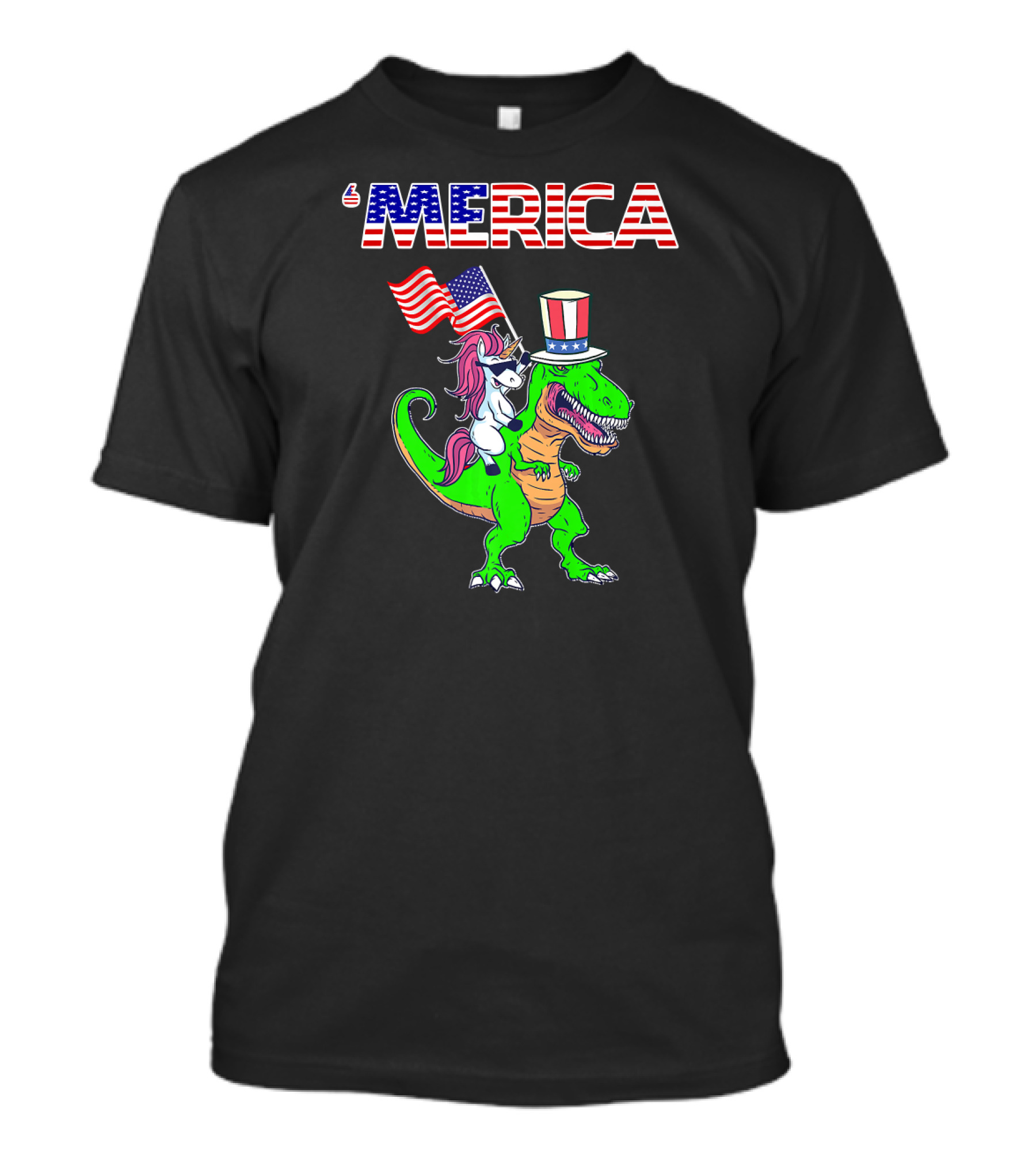 'Merica Dinosaur Unicorn American Flags Patriotic Hat T-Shirt