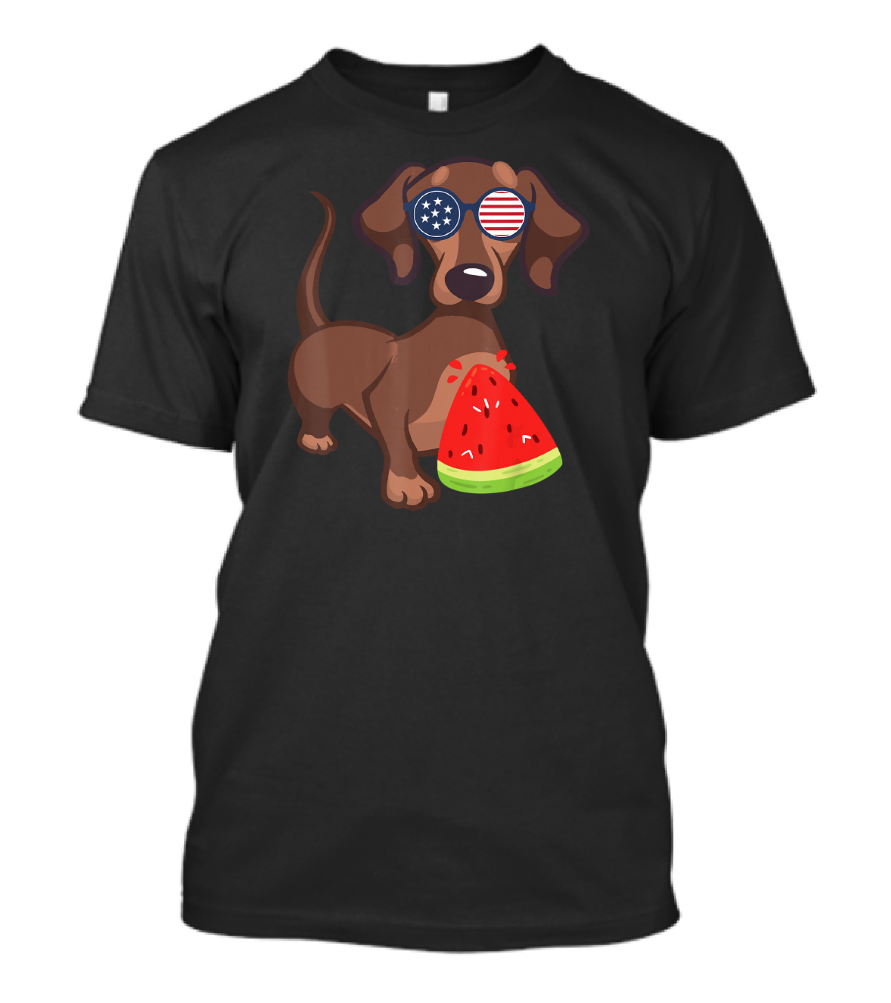 Dachshund Sunglasses USA Flag Watermelon 4th Of July Novelty T-Shirt