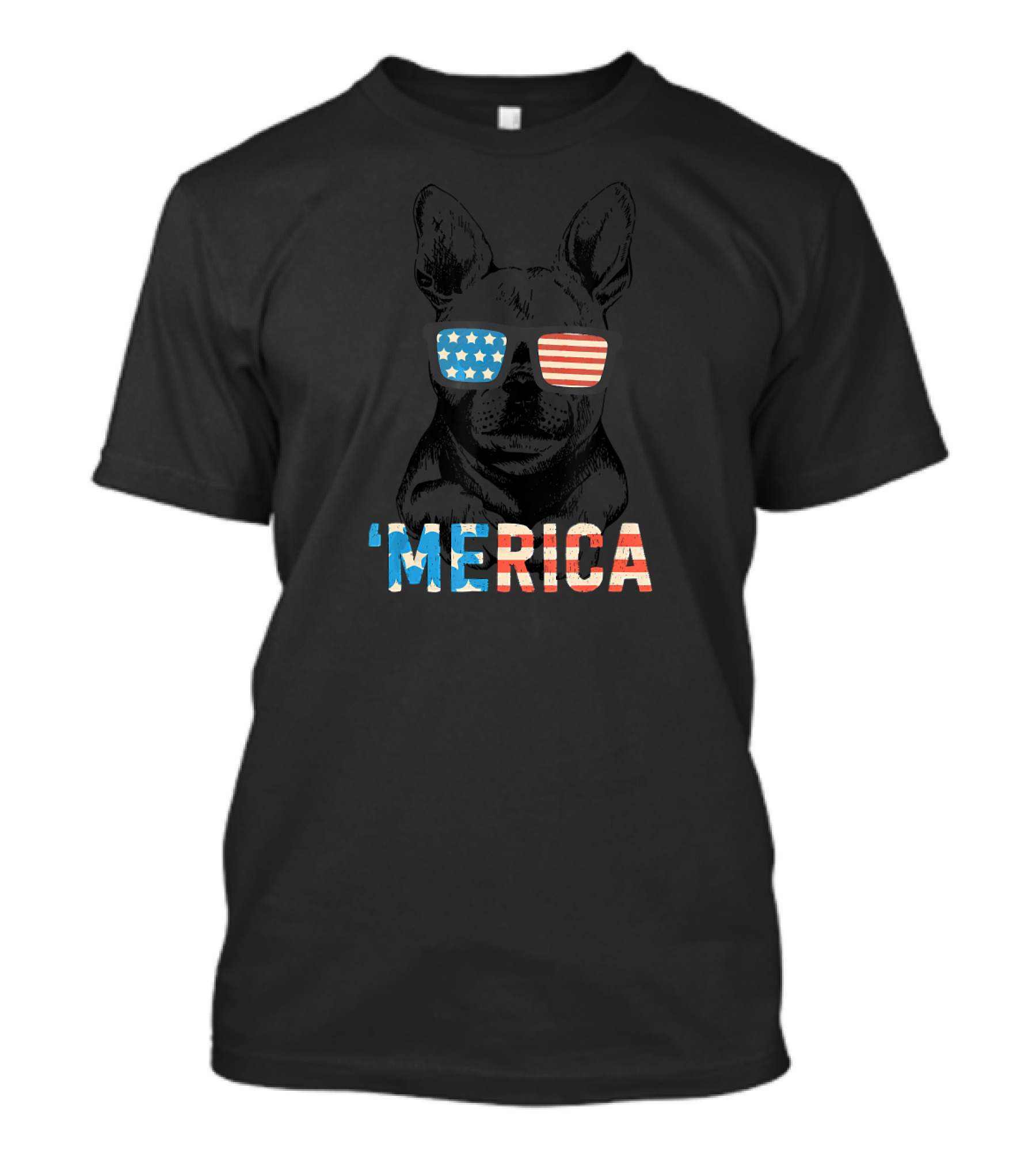 French Bulldog 'Merica Stars And Stripes Patriotic Glasses T-Shirt