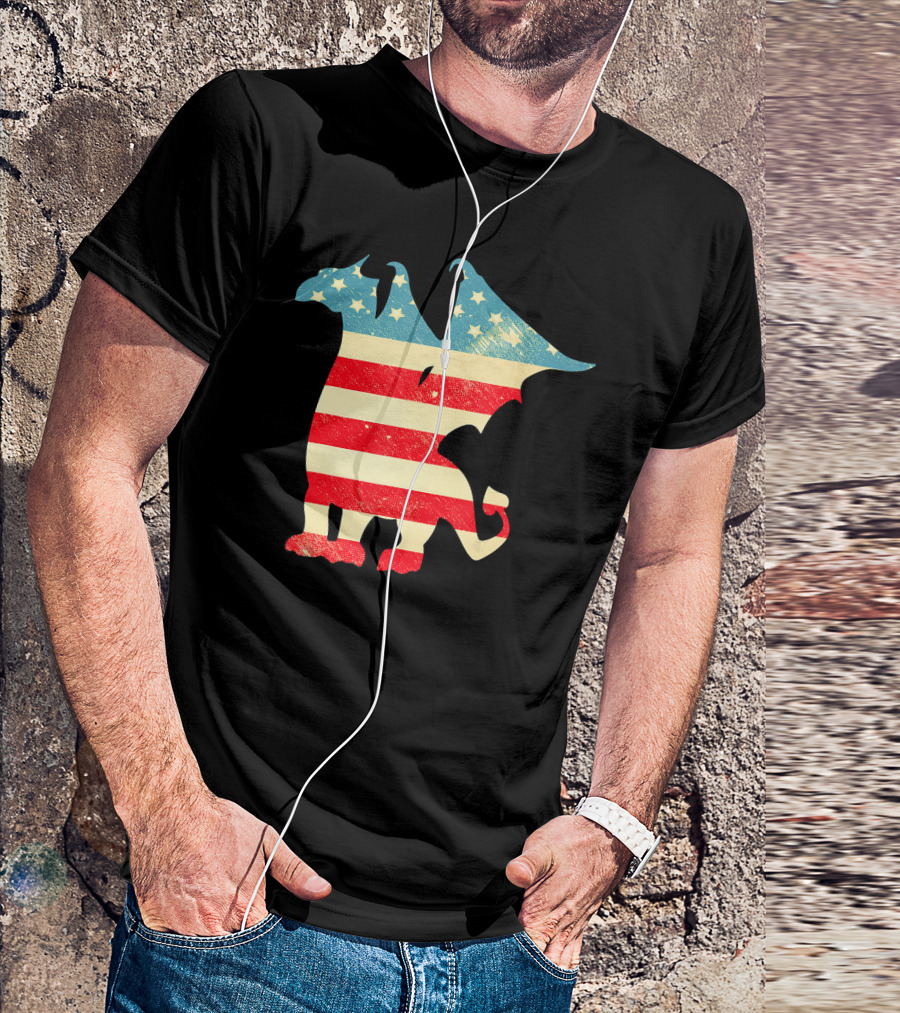 American Flag Dragon Vintage Stars And Stripes 4th Of July T-Shirt