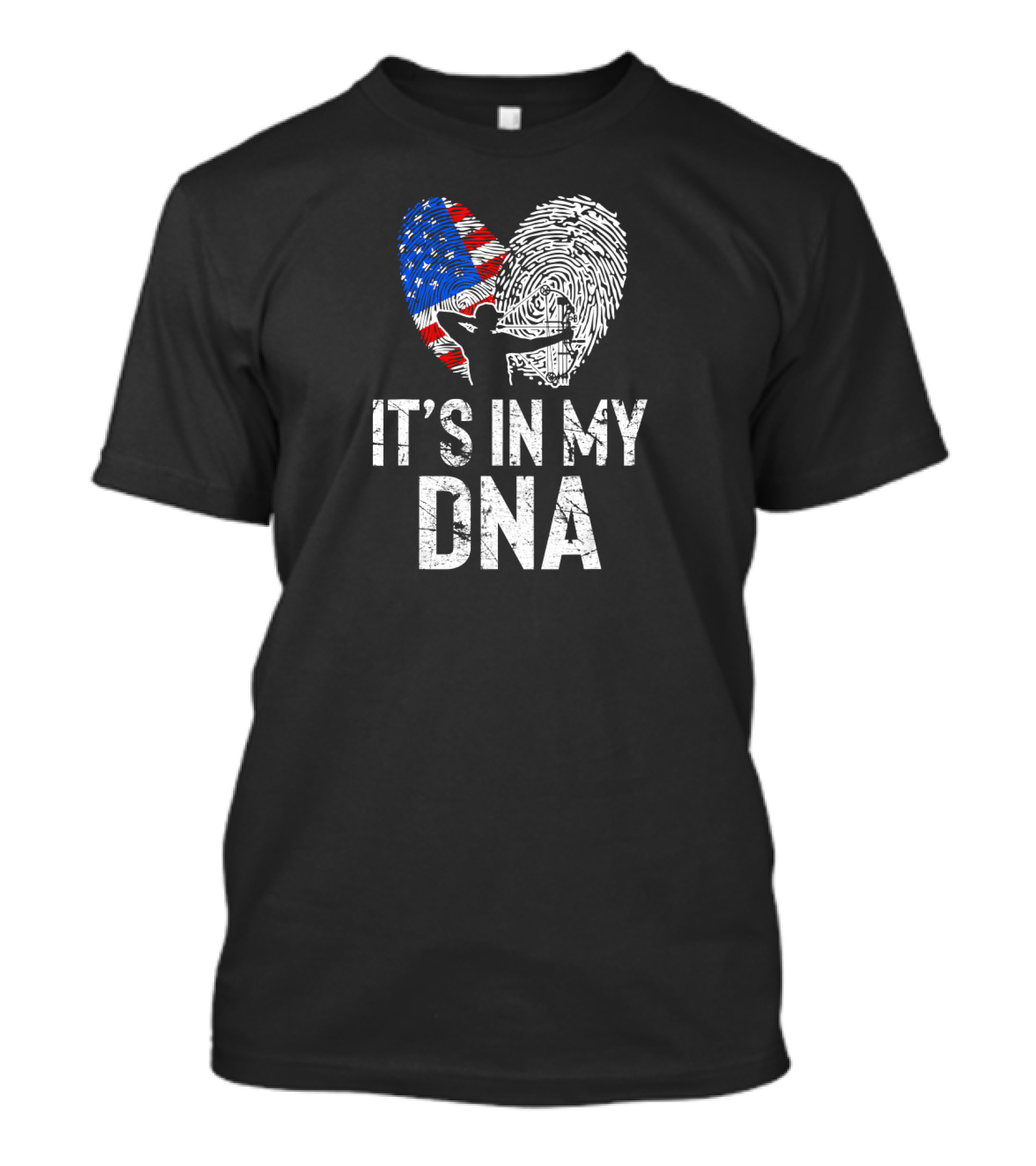 Archery It's In My DNA Funny Archery Fingerprint American Flag T-Shirt